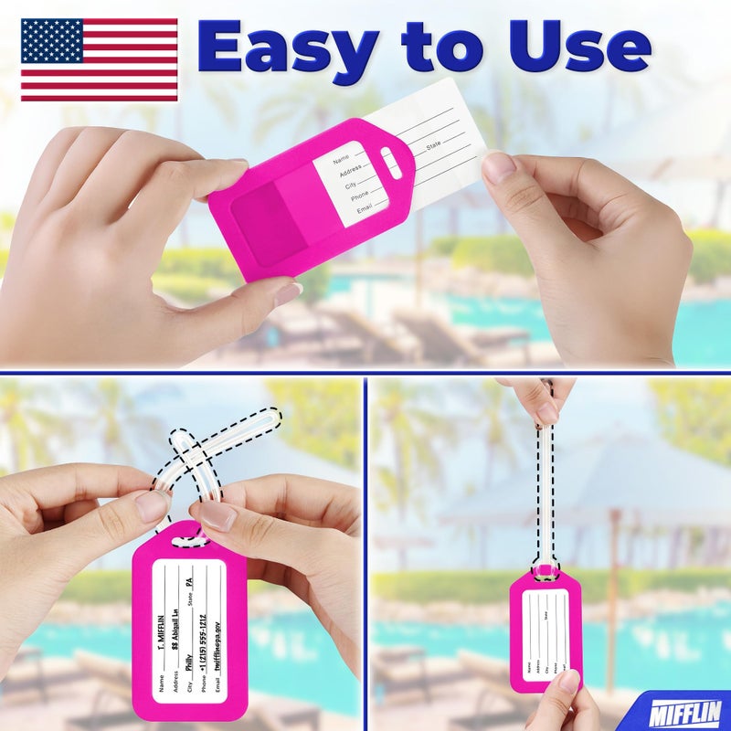 Mifflin-USA Luggage Tags (Assorted, 6 PK), Bag Tag for Baggage, Suitcase Tags Bulk - Image 3