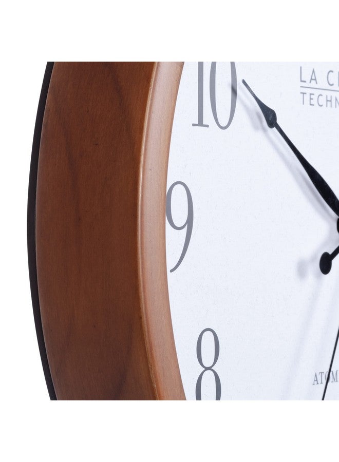 La Crosse Technology 404-50447-INT 12.8" Atomic Walnut Analog Wall Clock - Image 3
