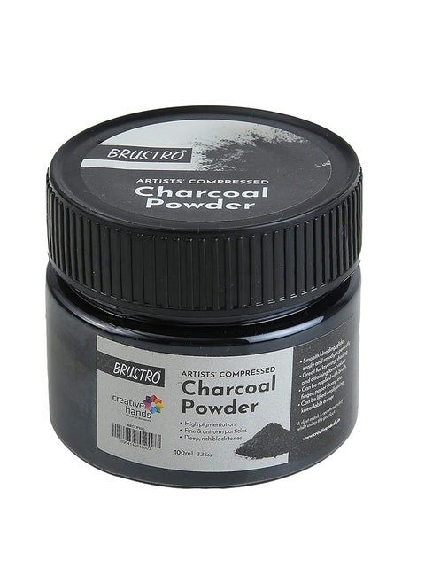 BRUSTRO Artists Compressed Charcoal Powder 100 ml. | Richest Black Tone, Ideal for Layering, Shading, Drawing, Sketching, Mixed Media Art, Fine Art Students, Professionals.