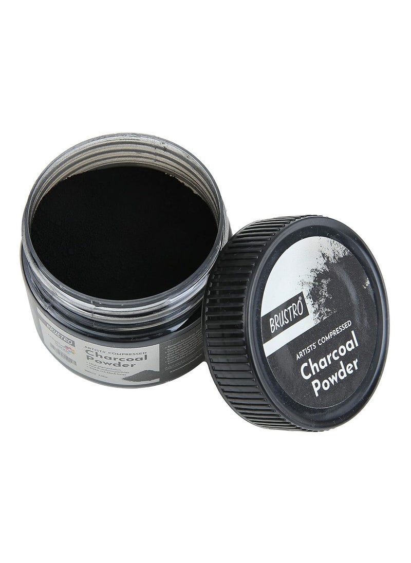 BRUSTRO Artists Compressed Charcoal Powder 100 ml. | Richest Black Tone, Ideal for Layering, Shading, Drawing, Sketching, Mixed Media Art, Fine Art Students, Professionals.
