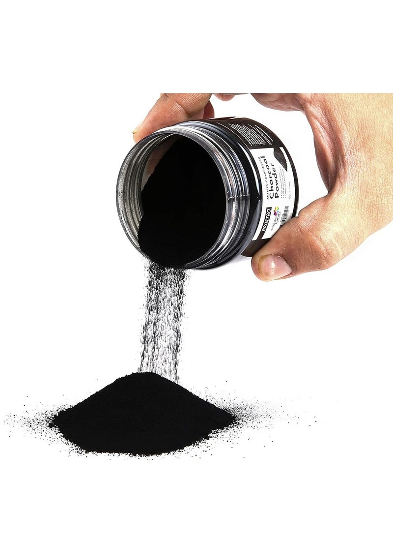 BRUSTRO Artists Compressed Charcoal Powder 100 ml. | Richest Black Tone, Ideal for Layering, Shading, Drawing, Sketching, Mixed Media Art, Fine Art Students, Professionals.