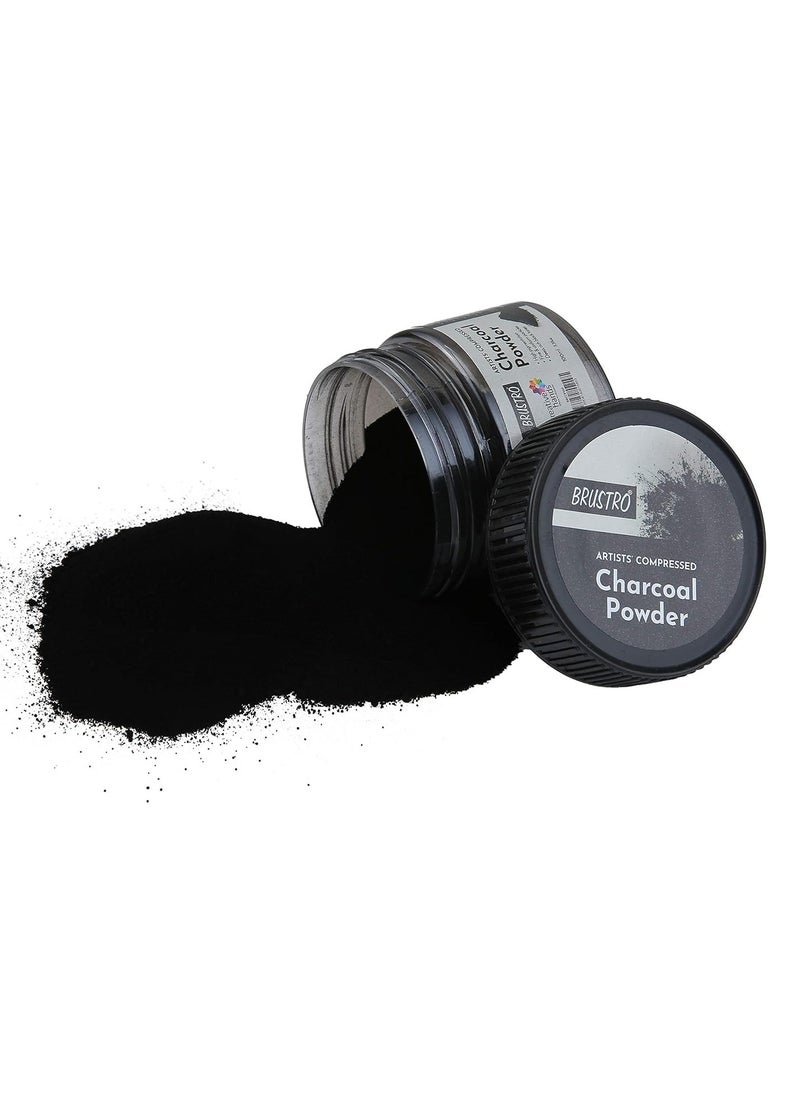 BRUSTRO Artists Compressed Charcoal Powder 100 ml. | Richest Black Tone, Ideal for Layering, Shading, Drawing, Sketching, Mixed Media Art, Fine Art Students, Professionals.