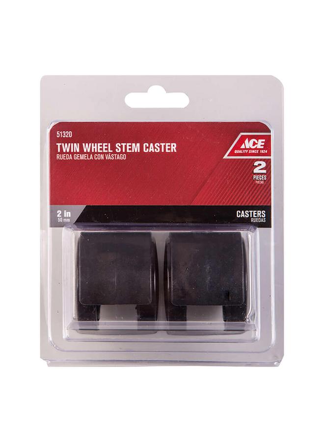 ACE 2-Piece Swivel Plastic Wheel Stem Caster Black 2inch