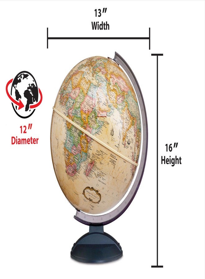Replogle Easy Assemble 12" Brown Raised Relief Globe with Stand & Detailed Cartography for Kids & Classroom. Includes Political Borders, Lakes, Rivers & Canals. Made in USA. The globe is very easy to assemble and comes with detaled instructions. In minutes you will have this globe assembled and ready for use. - Image 4