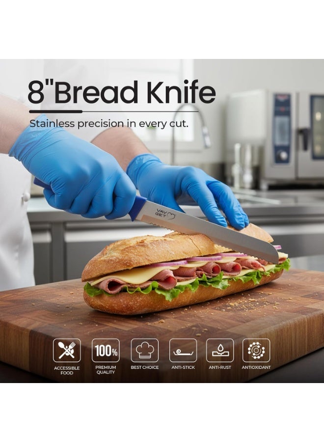 VAV GET 18-Piece Stainless Steel Knife Set with Protective Covers & Peeler - Blue - Image 3