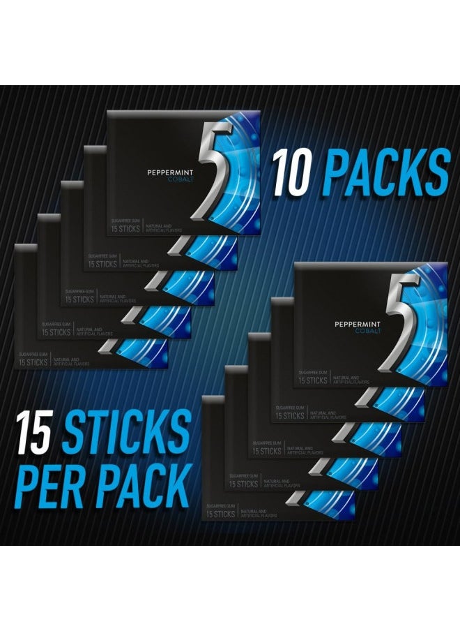 5 Gum - 5 Gum Peppermint Cobalt Sugarfree Gum, 15 Piece (10 Pack) - Image 1