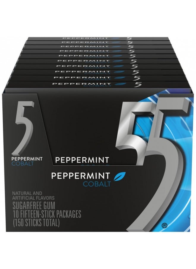 5 Gum - 5 Gum Peppermint Cobalt Sugarfree Gum, 15 Piece (10 Pack) - Image 1