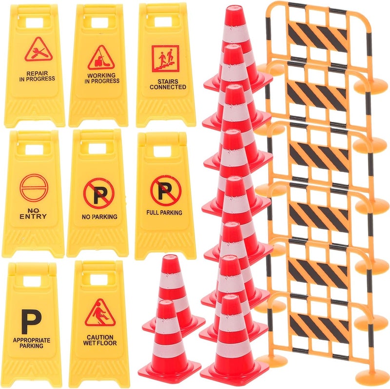 STOBOK 1 Set Simulation Traffic Sign Mini Traffic Signs Miniature Traffic Roadblock Cone for Pretend Play Educational Learning - Image 1