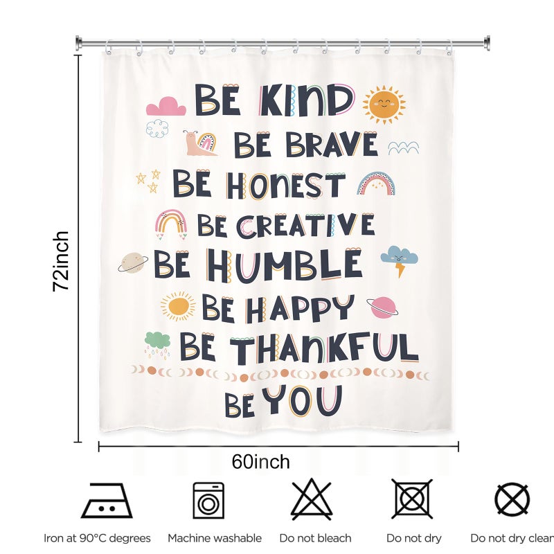 Kalmico Kalmico Kids Quotes Inspirational Shower Curtain 60Wx72L Inch Boys Girls Motivational Positive Child Nursery Rainbow Sun Cute Bathroom Set Accessories Decor Waterproof with 12 Pack Hooks - Image 2