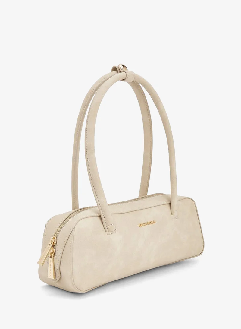 Flora Bella By Shoexpress CREAM Solid Shoulder Bag With Zip Closure for Women | Best Price UAE