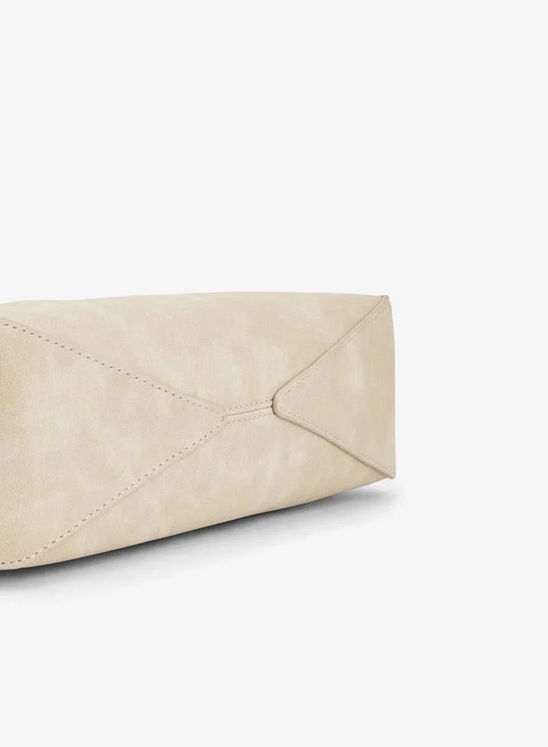 Flora Bella By Shoexpress CREAM Solid Shoulder Bag With Zip Closure for Women | Best Price UAE