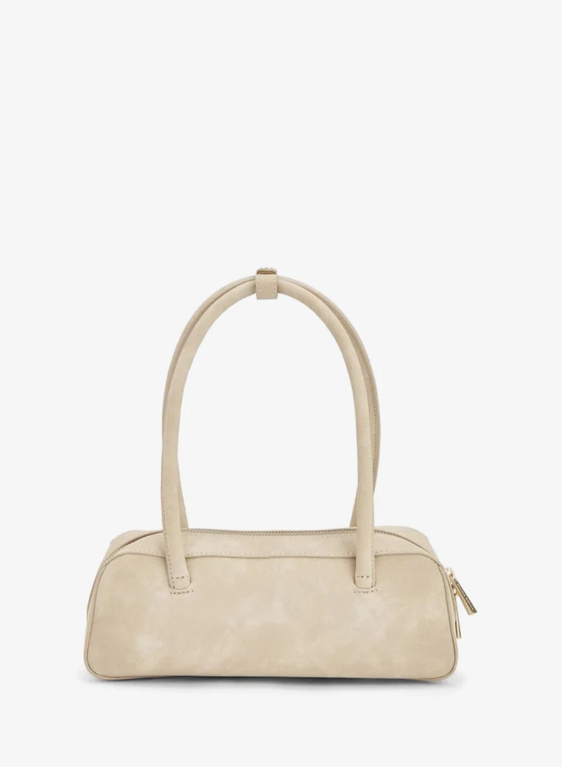 Flora Bella By Shoexpress CREAM Solid Shoulder Bag With Zip Closure for Women | Best Price UAE
