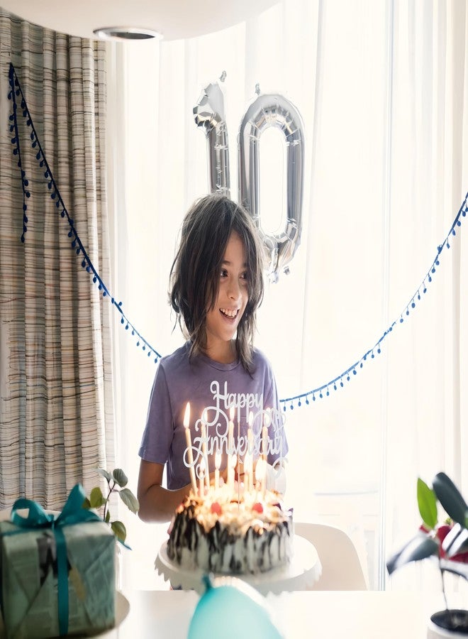 AHAORAY Happy Anniversary Cake Topper - Silver Glitter Cake Decorations Supplies - Birthday Cake Bunting Decor, for Photo Booth Props - Image 5