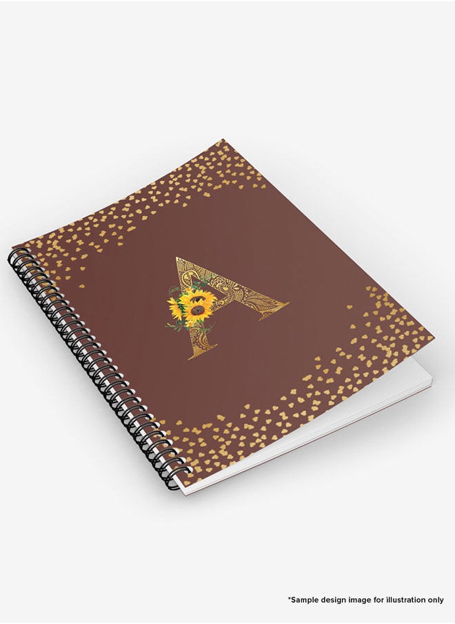 Stylizedd - Designer A5 Spiral Notebook Memo Notepad Journal - Custom Monogram Initial Letter Mandala Floral Pattern Alphabet - X - Brown - Image 1