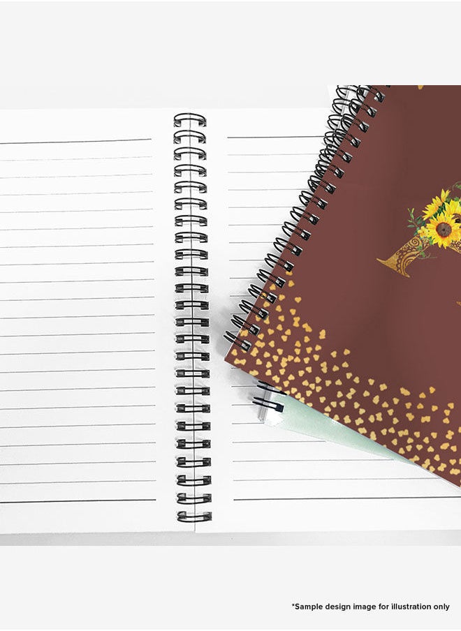 Stylizedd - Designer A5 Spiral Notebook Memo Notepad Journal - Custom Monogram Initial Letter Mandala Floral Pattern Alphabet - X - Brown - Image 1