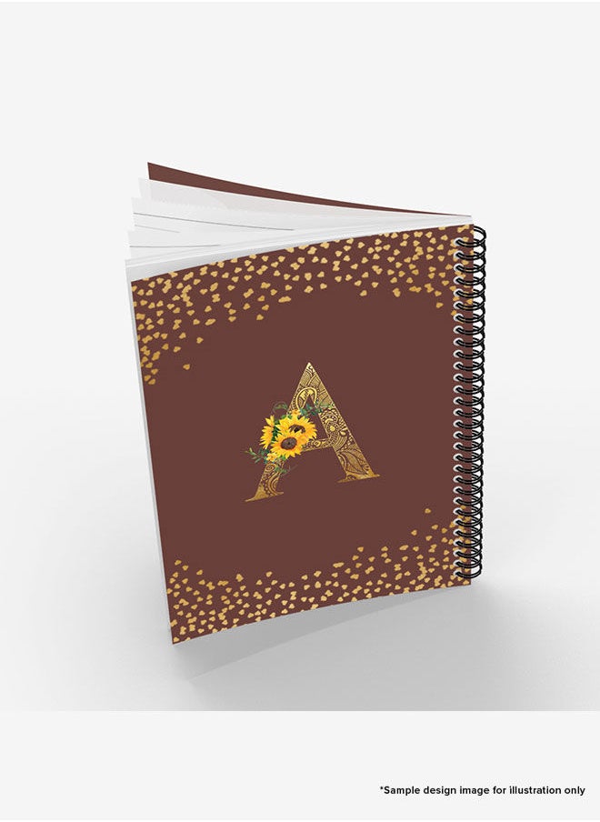 Stylizedd - Designer A5 Spiral Notebook Memo Notepad Journal - Custom Monogram Initial Letter Mandala Floral Pattern Alphabet - X - Brown - Image 1