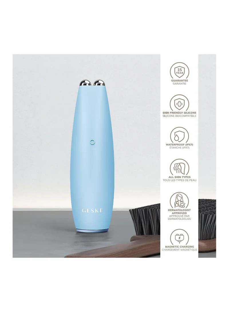 GESKE SmartAppGuided MicroCurrent Face-Lift Pen | 6 in 1 | Anti-aging device | Instant face lift | Skincare tool | Remove wrinkles for firm & youthful skin | Advanced smoothing facial firmer - Aquamarine