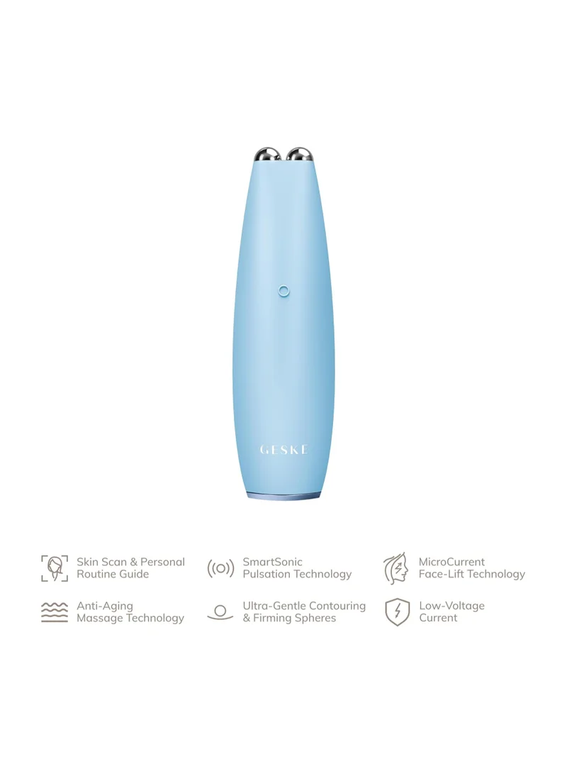 GESKE SmartAppGuided MicroCurrent Face-Lift Pen | 6 in 1 | Anti-aging device | Instant face lift | Skincare tool | Remove wrinkles for firm & youthful skin | Advanced smoothing facial firmer - Aquamarine