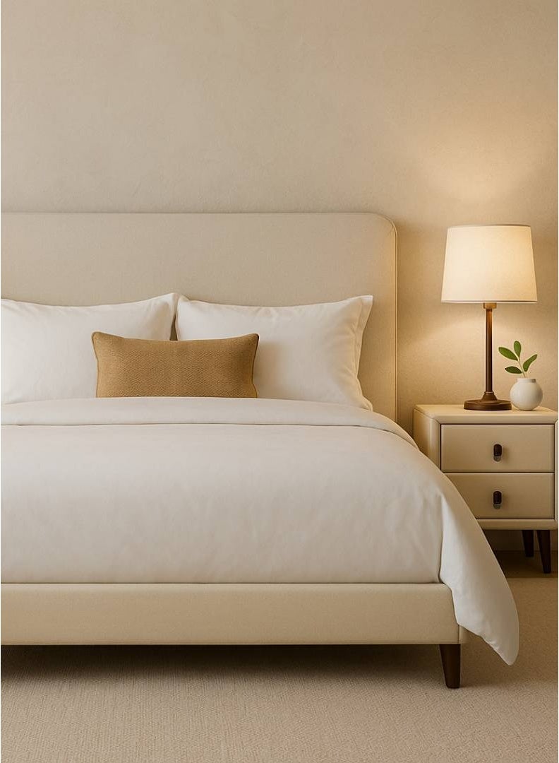 طاولة جانبية كلاسيكية بتصميم أنيق من الخشب الصلب مع درجين، مغطاة بجلد صناعي فاخر، خزانة جانبية حديثة لغرفة النوم وغرفة المعيشة - Image 5