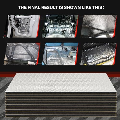 GOSCHE 197mil 36 sqft Sound Deadening Mat, 5mm Sound Deadening Heat Shield Insulation Mat with Self-Adhesive PE Foam Dampening Material for Car Hood Trim Roof Door 9.8″x 15.7″(34-Piece) - Image 4