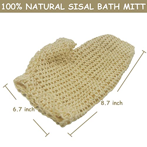 TTYBG Classic Natural Sisal Bath Spa Shower Scrubber Sponge Fiber Glove Mitt Soften Smooth Renew Skin Anti-aging Eco-Friendly Pack of 2 - Image 4