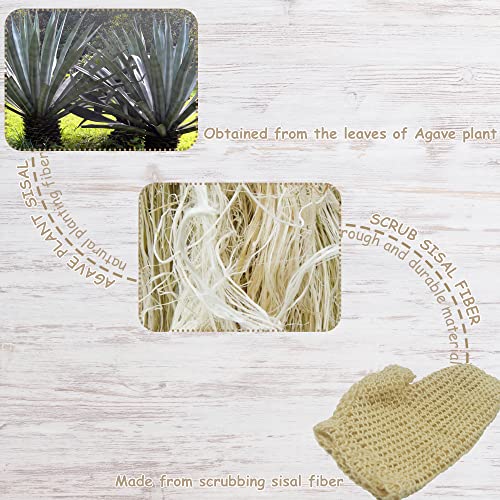 TTYBG Classic Natural Sisal Bath Spa Shower Scrubber Sponge Fiber Glove Mitt Soften Smooth Renew Skin Anti-aging Eco-Friendly Pack of 2 - Image 2