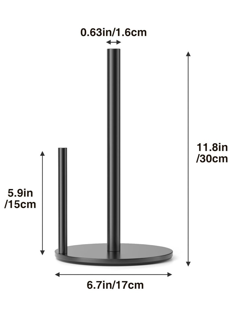 Mmmon Paper Towel Holder Black Kitchen Roll HolderPremium Stainless Steel Paper Towel Holderfor Kitchen Roll Organize, Countertop RollDispenser with Weighted Base  - Image 5