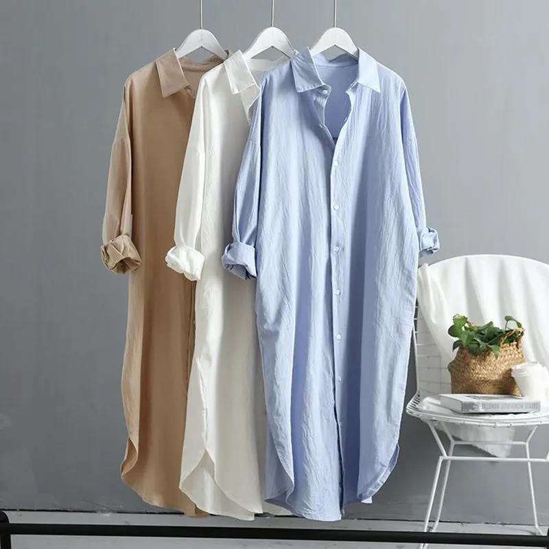 Women's Cotton Linen Shirt Loose Casual Long Top - Image 4