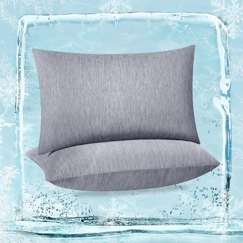 Fittia Cooling Pillow Cases 2 Pack  King Size Q-Max 0.45 Cooling Pillowcases for Night Sweats & Hot Sleepers  Breathable Cool Summer Pillow Covers with Hidden Zipper  Grey