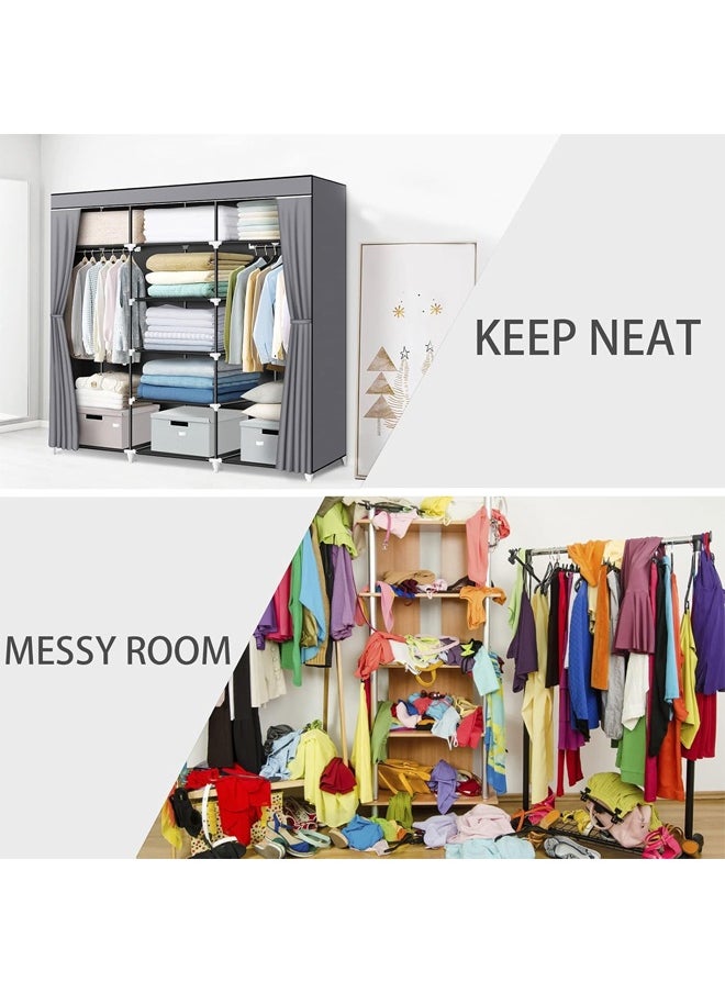 Cady One - Foldable Fabric Wardrobe and Luggage Organizer with Hanging Rods and Clothes Rack for Storing Bags, Toys and Shoes - Image 1