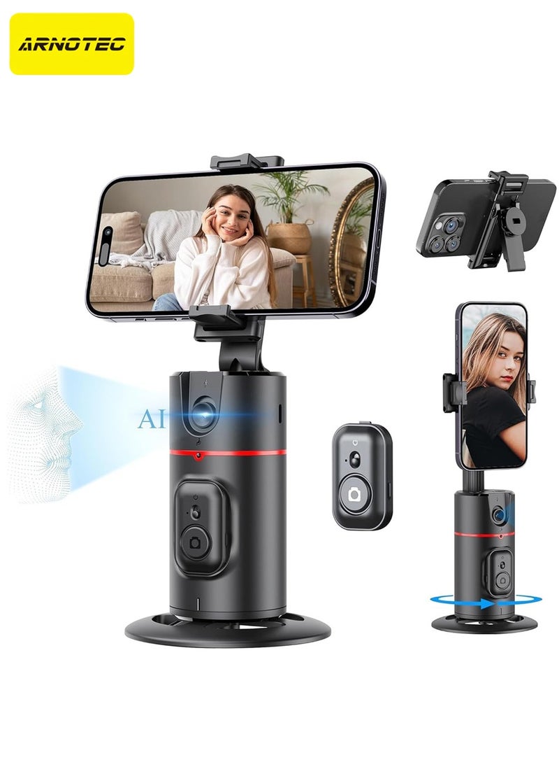ARNOTEC Auto Face Tracking Tripod,360° Rotation Mobile Holder for Smart Video&Photo Shooting with Remote,No App Needed,Gimbal Stabilizer with Gesture Control for Vlog,Streaming & Video Recording,Black  - Image 1
