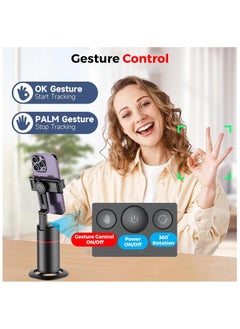 ARNOTEC Auto Face Tracking Tripod,360° Rotation Mobile Holder for Smart Video&Photo Shooting with Remote,No App Needed,Gimbal Stabilizer with Gesture Control for Vlog,Streaming & Video Recording,Black  - Image 2