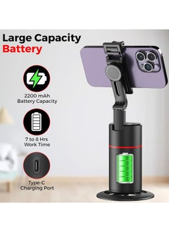 ARNOTEC Auto Face Tracking Tripod,360° Rotation Mobile Holder for Smart Video&Photo Shooting with Remote,No App Needed,Gimbal Stabilizer with Gesture Control for Vlog,Streaming & Video Recording,Black  - Image 5