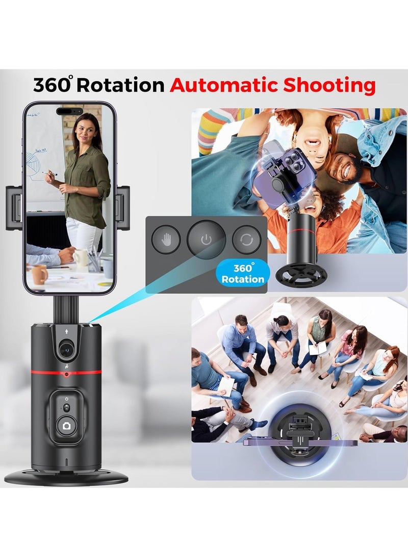 ARNOTEC مثبت جيمبال يدور 360 درجة لتتبع الوجه وتصوير السيلفي على سطح المكتب للهواتف الذكية التيك توك لايف مع مصراع عن بعد، أسود - Image 5