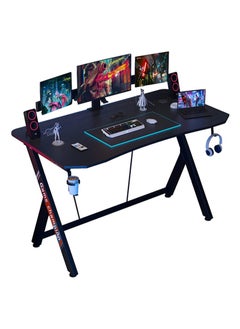 AGD Gaming Desk 120cm, PC Desk, Home Office Workstation with Carbon Fiber Top, Gaming Table with Headphone Hook and Cup Holder (Black)  - Image 2
