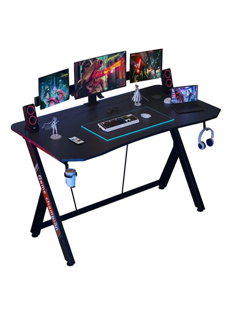AGD Gaming Desk 120cm, PC Desk, Home Office Workstation with Carbon Fiber Top, Gaming Table with Headphone Hook and Cup Holder (Black)  - Image 2