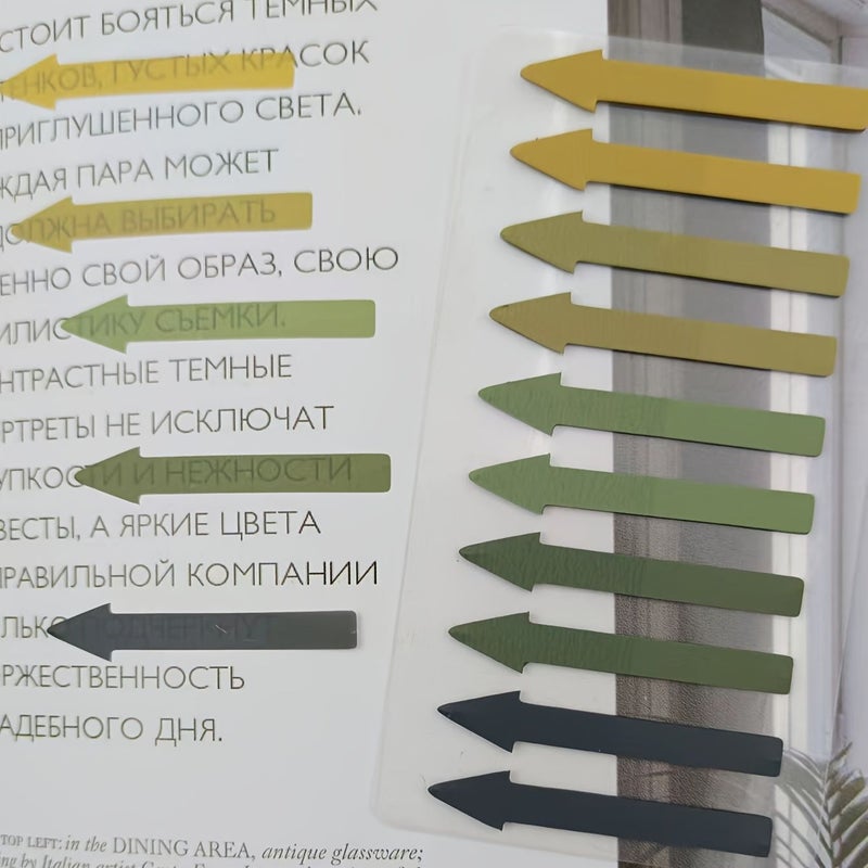 200 Fluorescent Colored Pointed Index Stickers Morandi Transparent Sticky Notes Reading Arrow Marking Stickers For Students - Image 3