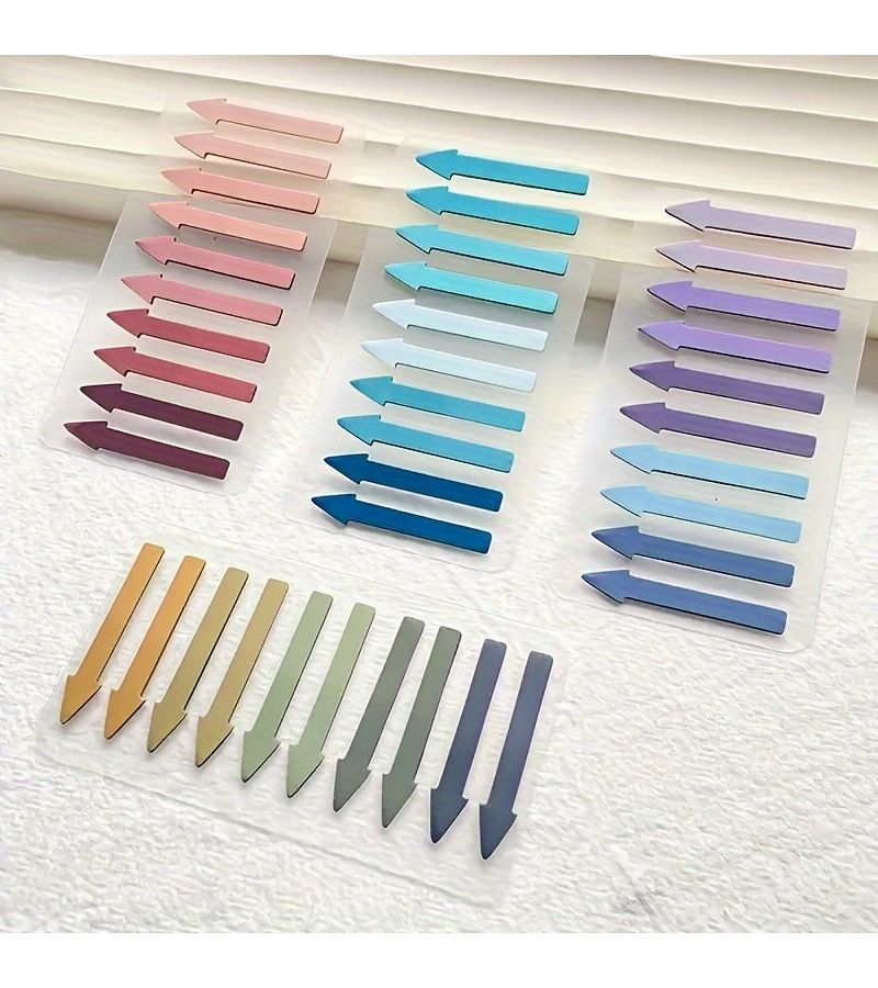 200 Fluorescent Colored Pointed Index Stickers Morandi Transparent Sticky Notes Reading Arrow Marking Stickers For Students - Image 1