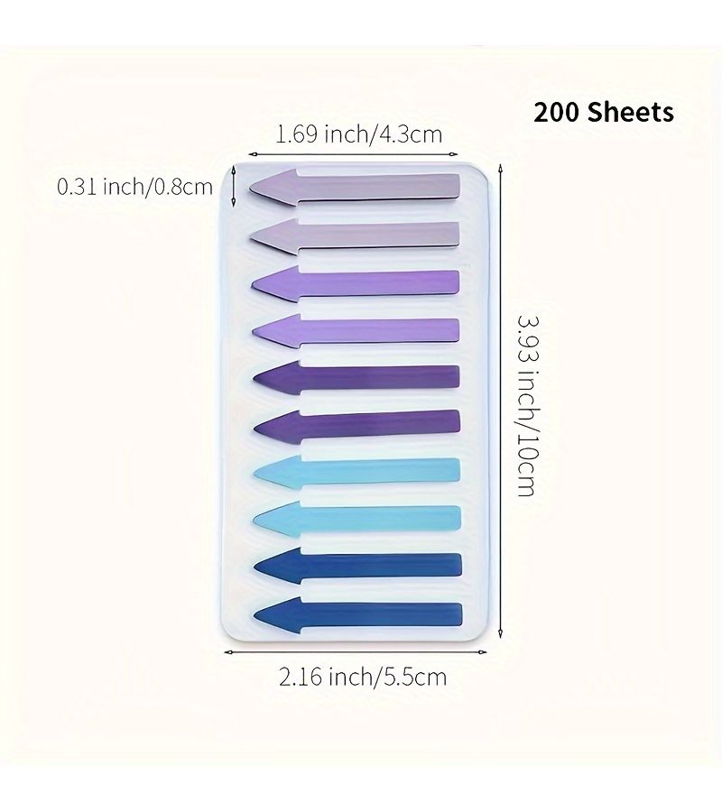 200 Fluorescent Colored Pointed Index Stickers Morandi Transparent Sticky Notes Reading Arrow Marking Stickers For Students - Image 5