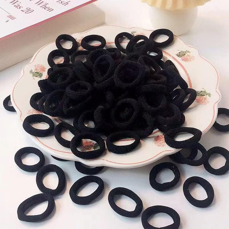 Manshui 200 Pieces Small Seamless Hair ties, Elastic Hair band, Ponytail Holders for Children and Little Girls’ Hair Accessory (Black) - Image 4