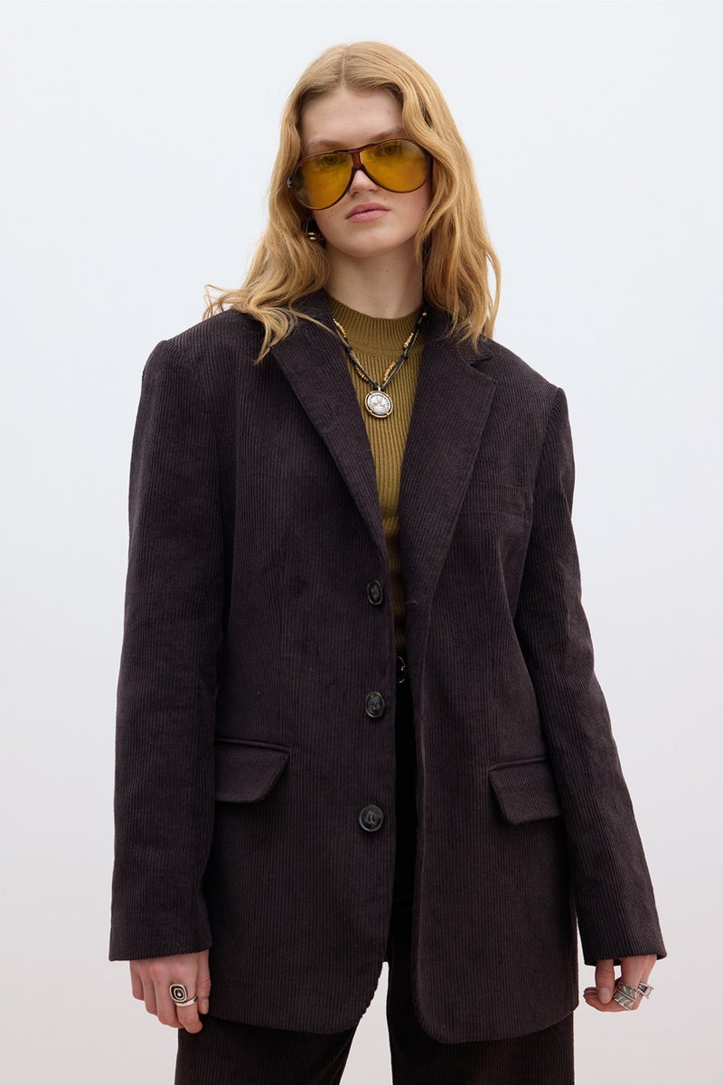 Manuka Corduroy Blazer Jacket Dark Brown  - Image 2