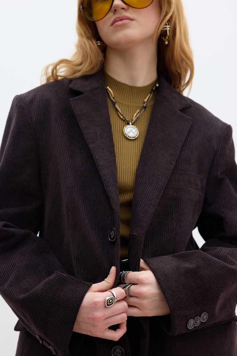 Manuka Corduroy Blazer Jacket Dark Brown  - Image 5