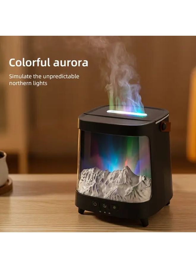 Black 2 In 1 Essential Oil Diffuser And 3D Fireplace With 7 Color Night Light - Image 3