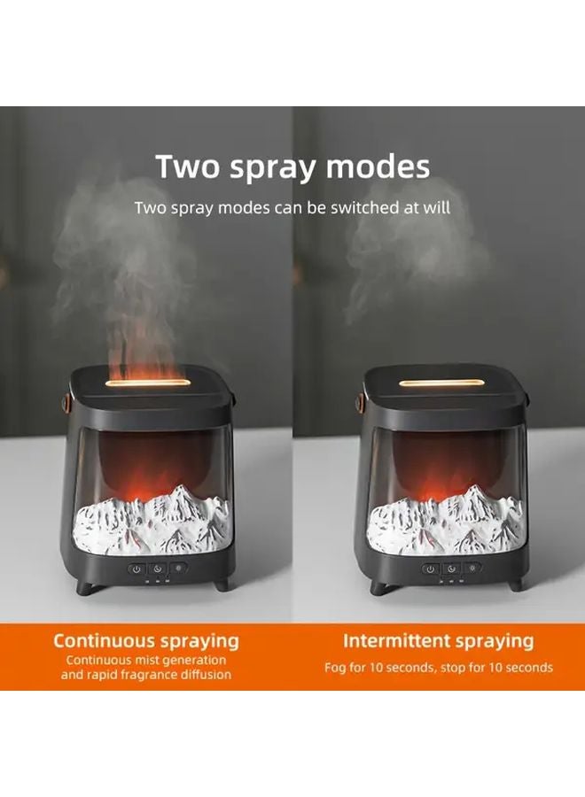 Black 2 In 1 Essential Oil Diffuser And 3D Fireplace With 7 Color Night Light - Image 5