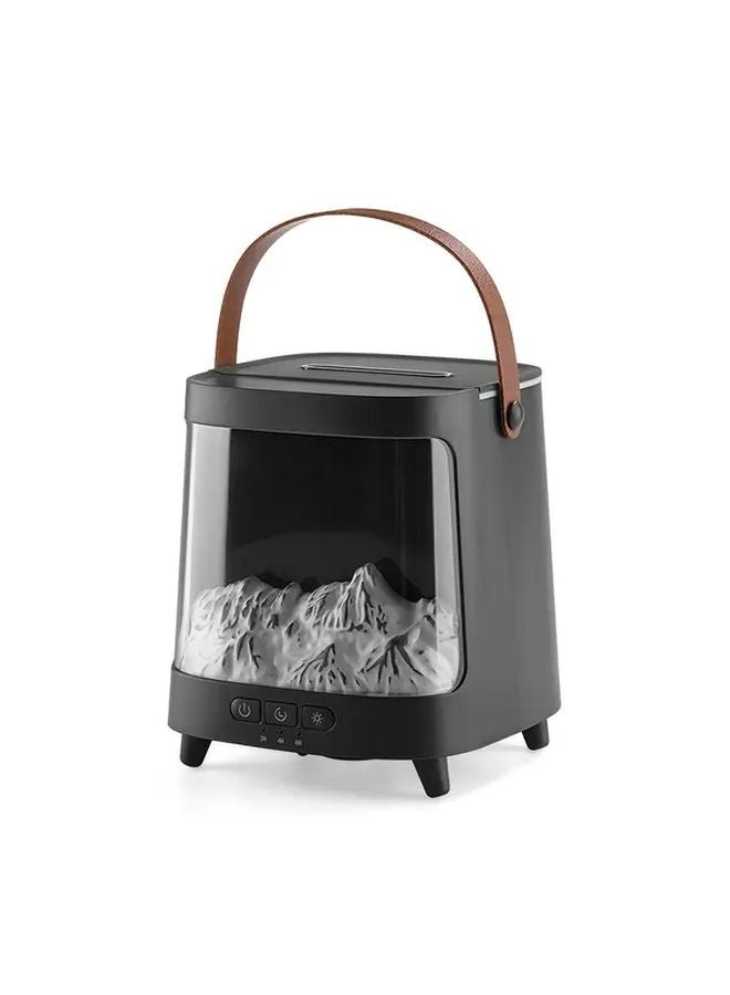 Black 2 In 1 Essential Oil Diffuser And 3D Fireplace With 7 Color Night Light - Image 1
