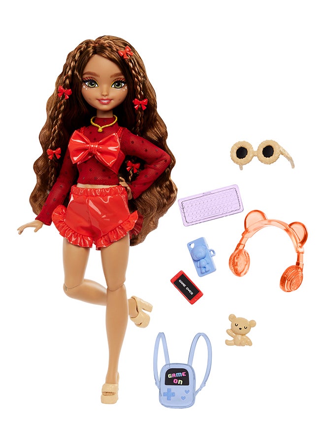 Barbie Dream Besties Doll and Accessories, Teresa Posable Fashion Doll with Brown Hair and Hair Clips, 10 Video Game Themed Pieces - Image 1