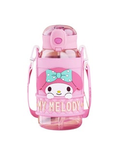 Sanrio My Melody Kids Water Bottle with Strap, Pink Character Design, Portable Drink Container  - Image 1