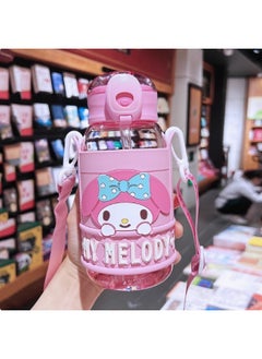 Sanrio My Melody Kids Water Bottle with Strap, Pink Character Design, Portable Drink Container  - Image 2