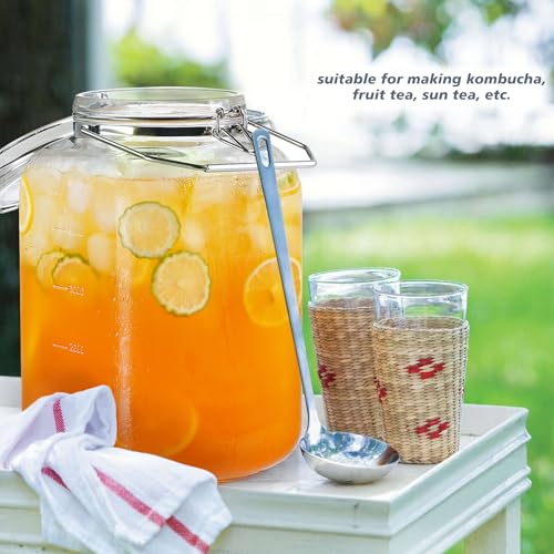 Folinstall 2 Pack 1.5 Gallon Glass Jar with Airtight Lid, 192 oz Square Wide Mouth Mason Jars with Stainless Steel Handle, Large Glass Storage Containers for Canning, Flour, Sugar, Rice, Pickled Eggs - Image 5