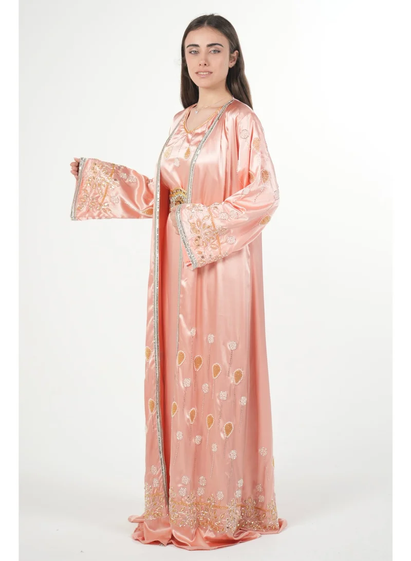 AL BENT AL SHARQIEH embroidered satin kaftan dress